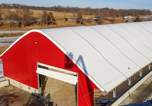 The top of Fabric-Covered Buildings in Bloomington IL used for cattle