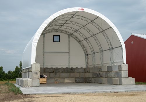 A commercial storage building is seen.