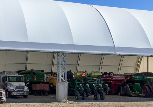 Commercial Storage Buildings in Rock Island IL are seen. Greenfield Contractors builds fabric storage buildings.