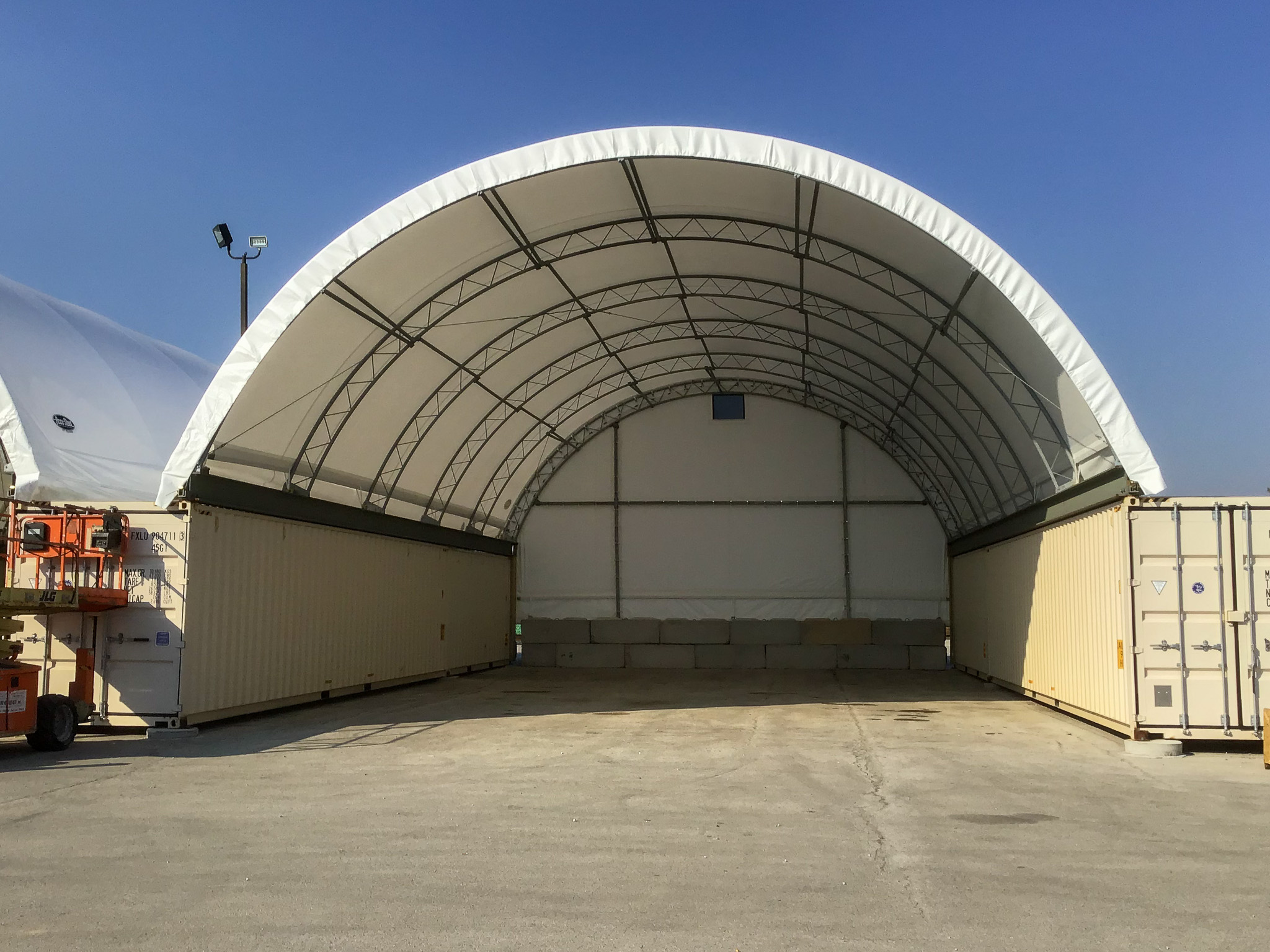 A fabric storage building is seen. Greenfield Contractors builds Commercial Storage Buildings in Davenport IA